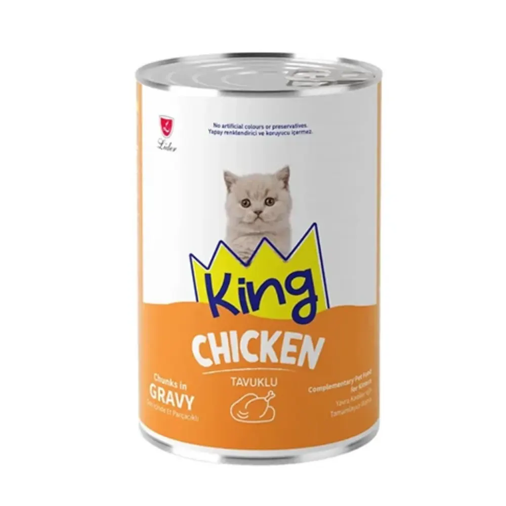 King Sos İçinde Et Parçacıklı Tavuklu Yavru Kedi Konservesi 400 Gr