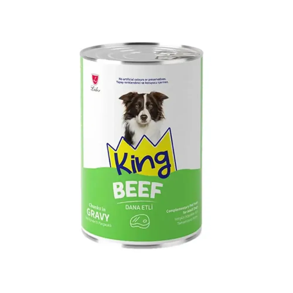 King Sos İçerisinde Et Parçacıklı Dana Etli Köpek Konservesi 400gr