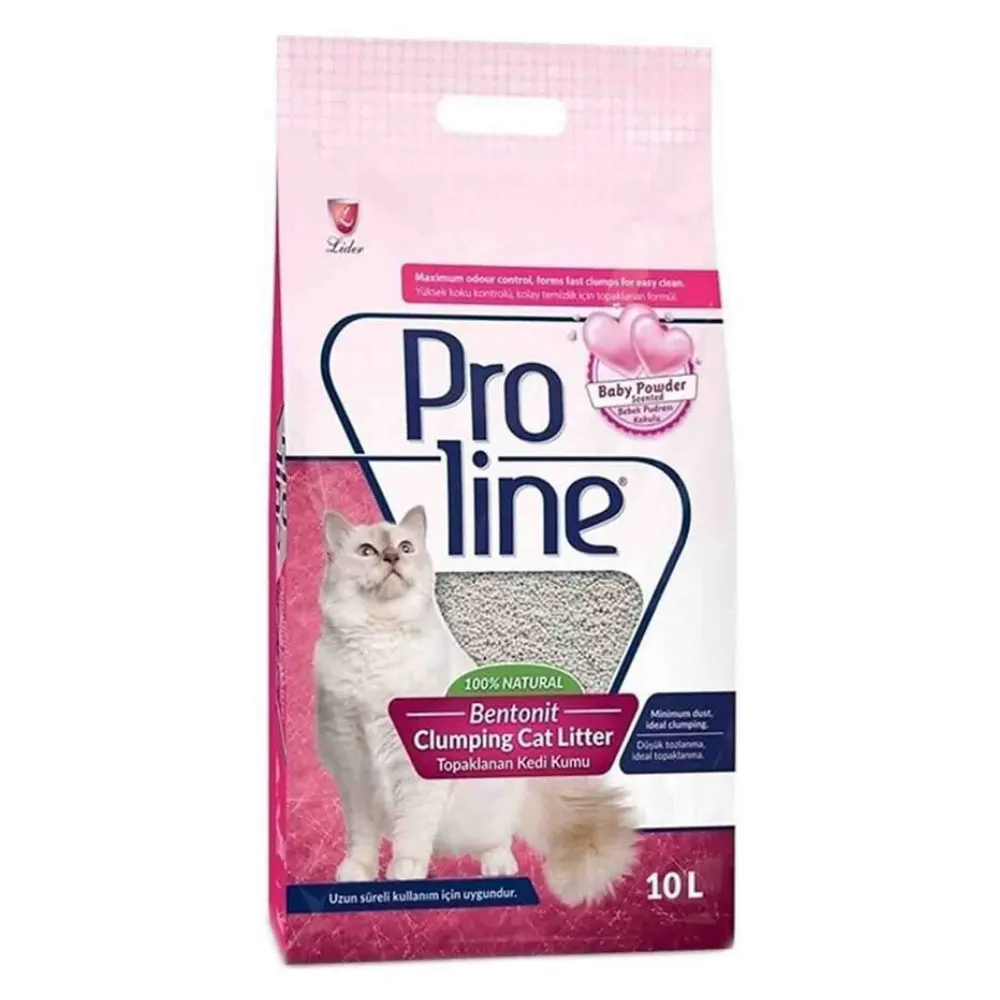 Proline Bebek Pudrası Kokulu Bentonit Kalın Taneli Kedi Kumu 10lt