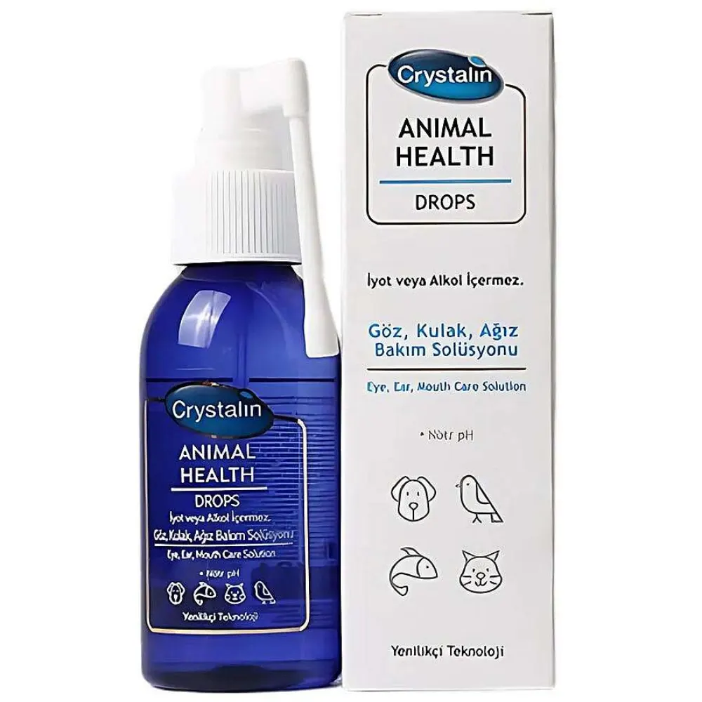 Crystalin Animal Health Drops Evcil Hayvan Göz Kulak ve Ağız Bakım Solüsyonu 100 ml