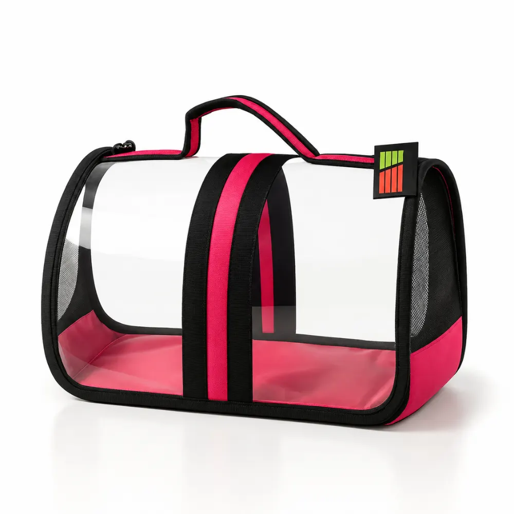 Bacco Milano Kedi Köpek Şeffaf Pembe Taşıma Çantası 44x28x28 cm