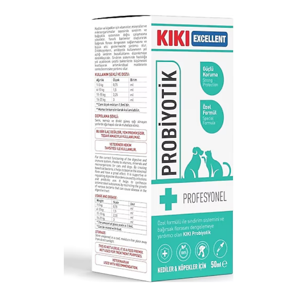KIKI Excellent Kedi ve Köpekler İçin Probiyotik Şurup 50ml