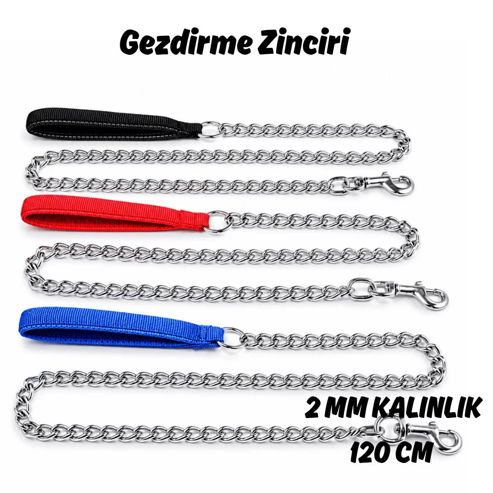 Yüksek Kalite 2 mm Metal Evcil Hayvan Gezdirme Zinciri 120 cm