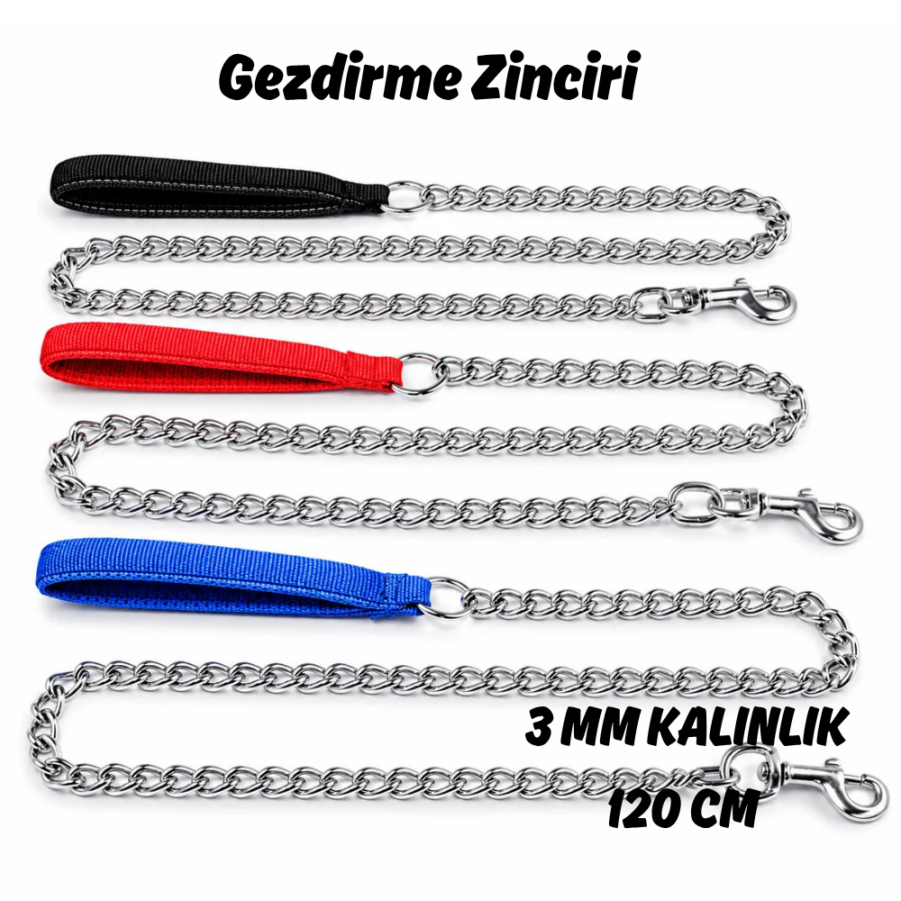 Yüksek Kalite 3 mm Metal Evcil Hayvan Gezdirme Zinciri 120 cm