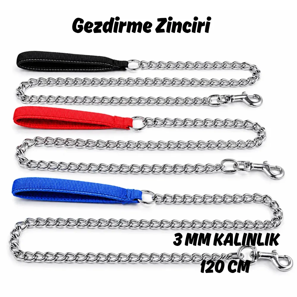 Yüksek Kalite 3 mm Metal Evcil Hayvan Gezdirme Zinciri 120 cm