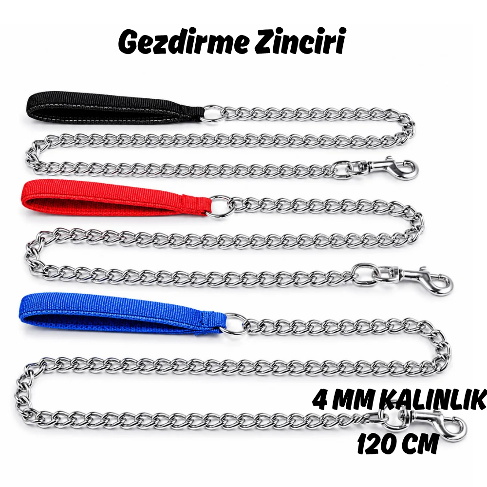 Yüksek Kalite 4 mm Metal Evcil Hayvan Gezdirme Zinciri 120 cm