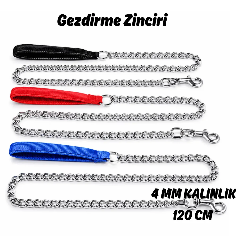 Yüksek Kalite 4 mm Metal Evcil Hayvan Gezdirme Zinciri 120 cm