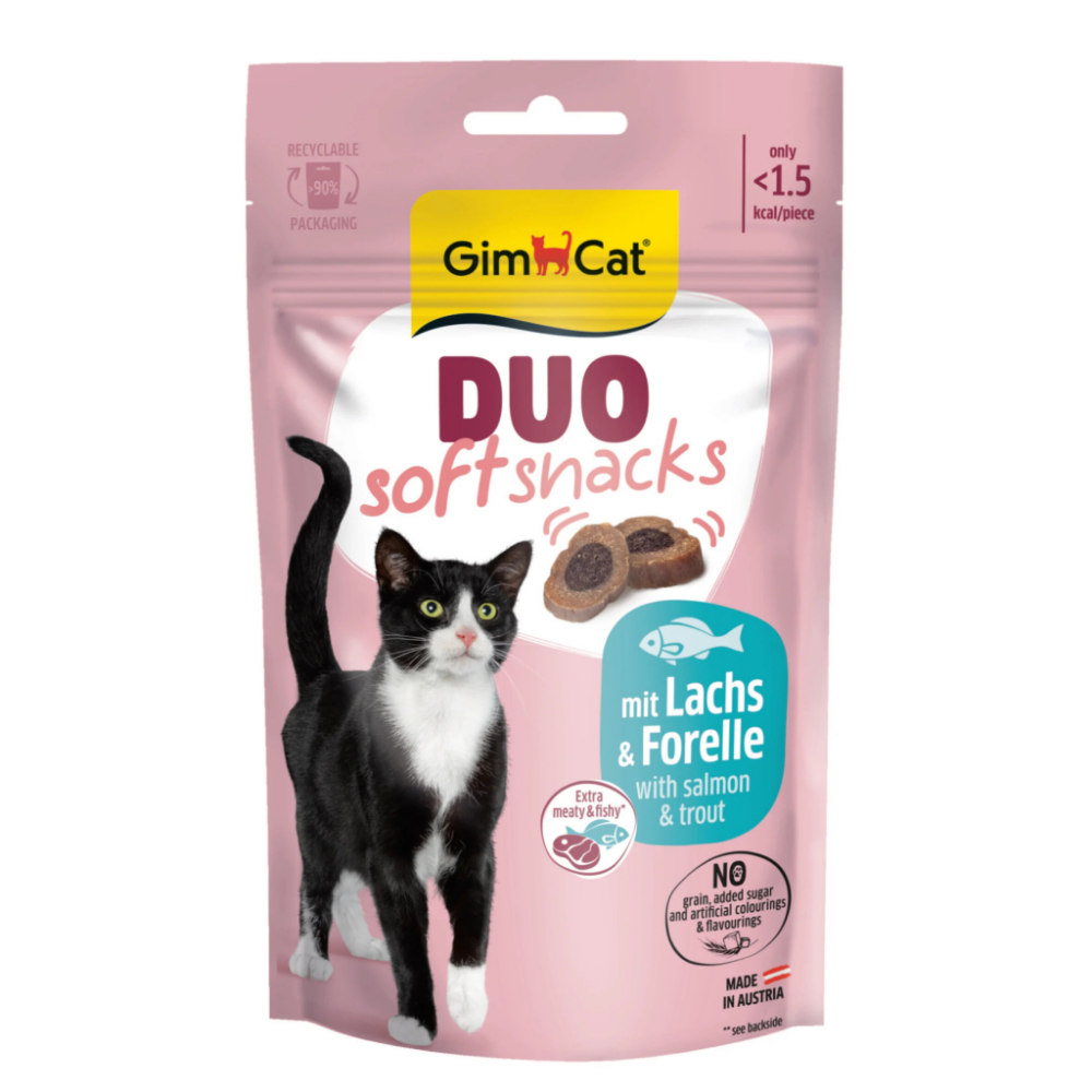GimCat Duo Soft Snacks Somon ve Alabalıklı Kedi Ödül Maması 50gr
