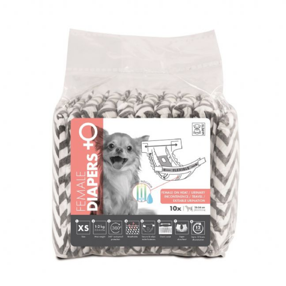 M-Pets Diapers Dişi Köpekler İçin Külot Bez 26-34cm (10'lu) XS