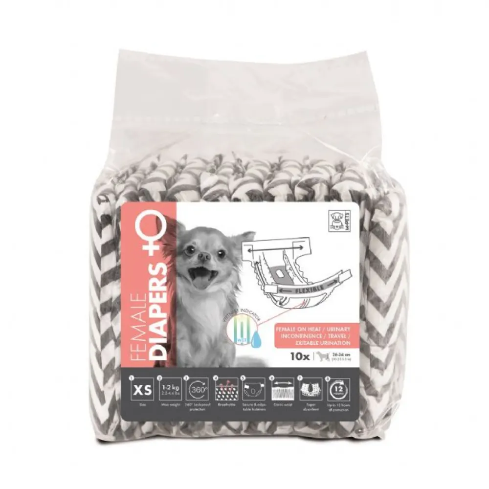 M-Pets Diapers Dişi Köpekler İçin Bez 26-34cm (10'lu) XS